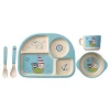Bamboo Fiber,Childrens Plate Set,Sub-grid Home,Cute Cartoon Rice Bowl,Baby Dinner Tableware Separated Anti-dump Disc