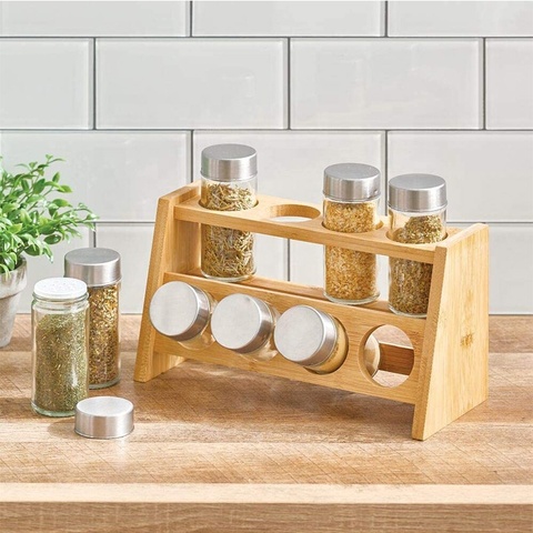 Buy Bamboo Kitchen Cabinet, Pantry, Shelf Organizer Spice Rack - 2 ...