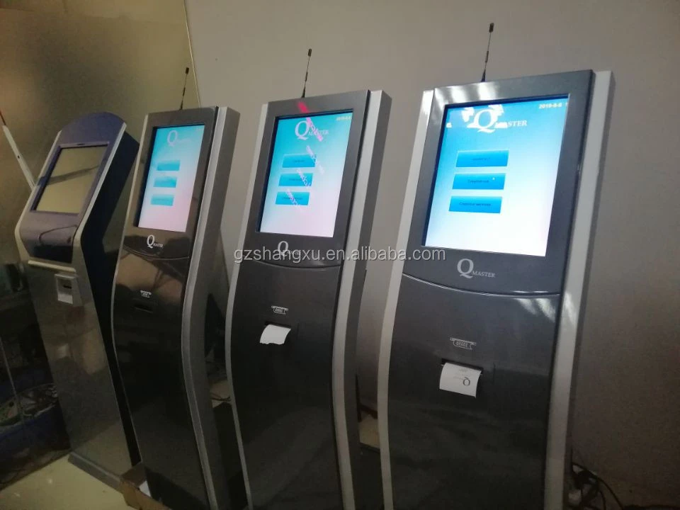 Bank Multi-Branches 17 inch IR touch screen ticket dispenser queue token number display and calling queue management system