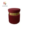 bar furniture round tufted velvet upholstered ottoman stool chairs with brass decor