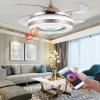 Bedroom 42 Inch Invisible Modern Ceiling Fan With Light
