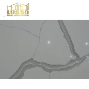 Best price white square artificial calacatta quartz stone for kitchen table