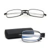 Best Sale Metal Mini folding Reading Glasses Anti Blue Light Block computer Pocket reading glasses with case PT003 in stock