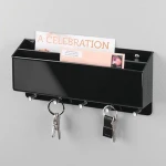 Best Selling Black Wall Mount Plastic Divided Mail Organizer Storage Basket Holds Letters, Magazines, Coats, Keys