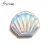 Import Best selling custom logo portable hand mirror shell shape folding makeup pocket mirror for travel from China