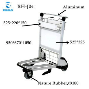Best Selling RH-J04 Aluminum Airport Hand Cart Trolley With Brake and basket