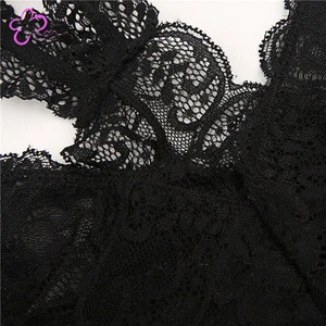 Black bra briefs crossed lingerie ladies sexy transparent underwear