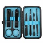 black color gift stainless pedicure nails fashion promotional cosmetic kit tool leather travel manicure pedicure set