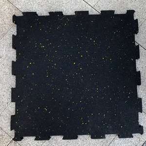 Black color SBR recycled tire crumb rubber floor tile for indoor sport