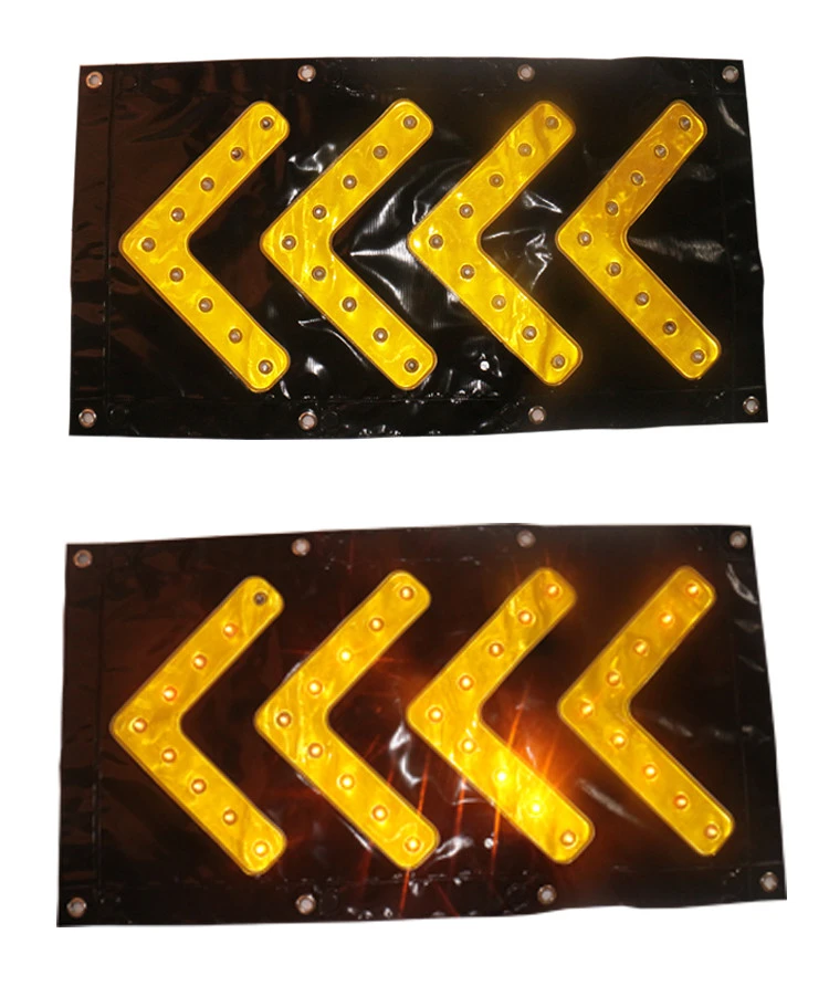 Black Reflective Safety Electronic Flashing Led Chevron Arrow Road Warning Traffic Sign Board