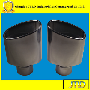 Black Stainless Steel Double Angle Cut Oval Rolled-In Exhaust Tip