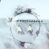 Bridal Pearl Woman Crystal Chinese Wholesale Rhinestone Handmade Flower earring Wedding Rose Bride Hair Accessory set