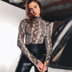 C CLOTHING Hot Selling Women Custom Snake Printing Jumpsuits Playsuits And Bodysuits
