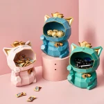 Cartoon Cat Dog Storage Tank Animal Modeling Resin Sculpture Modern Home Decor Living Room Bedroom Study Desktop Debris Storage