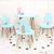 Cartoon Ocean Series Kids Table and Chair Solid Wood Children Desk Set Baby Home Furniture