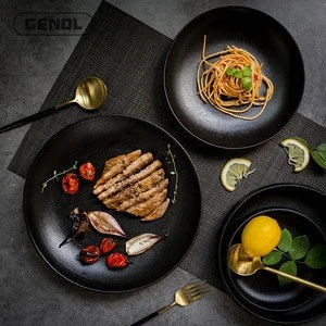 cast iron black daily use ceramics dinnerware set tableware set