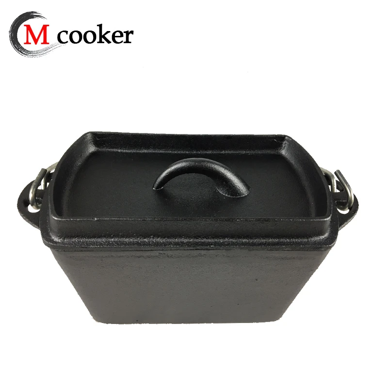 Cast iron roaster backing deep pan with lifting handle
