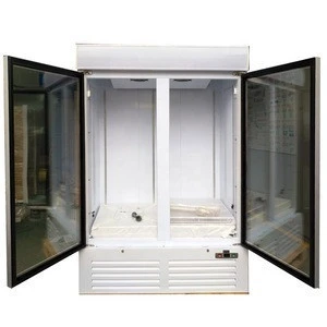 CE CB approved Commercial Plug-in Upright Double Glass Door Freezer