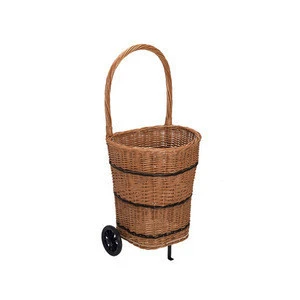 cheap personal Wicker shopping cart with 2 wheels wicker shopping baskets with wheels