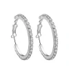 Cheap Price Hot Sell Big Round Circle Full Diamond Earrings Bride Wedding Diamante Luxury Silver Huggie Hoop Earrings For Women