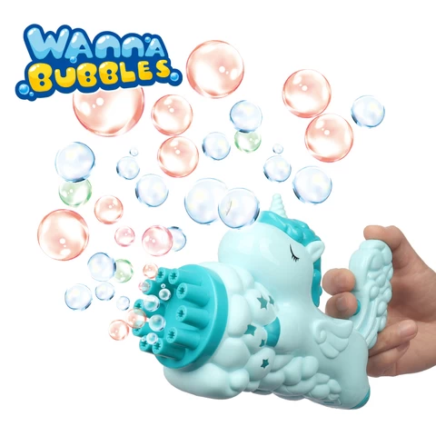 Children Novelty Porous Automatic Bubbles Blower Blowing Toy B/O Unicorn Bubble Machine Gatling Bubble Guns