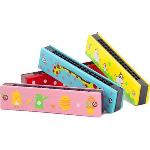 Children Professional 16 Hole Harmonica Key of C Mouth Kids Wooden Organ for Beginners