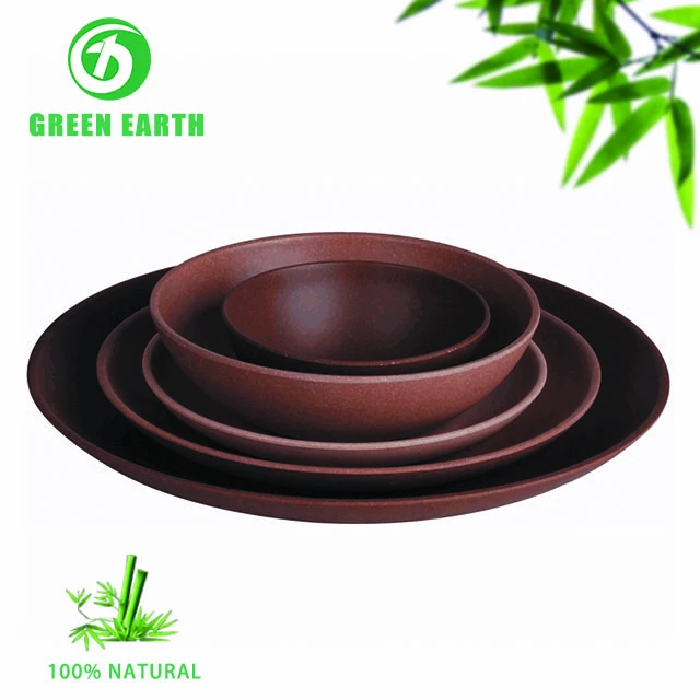 china factory bamboo fibre natural tableware dinnerware cup plate bowl set