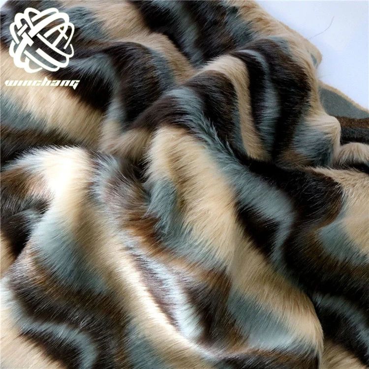 China Factory Supplier High Pile Wave Printed Artificial Fur Faux Fur Fabric For Home Textile