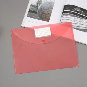 China manufacturer high quality transparent clear A4 file bag with button