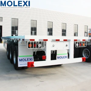 China Tri Axle Trailer 45ft Interlink Flatbed trailer 50t Container Flatbed Semi Truck Trailer