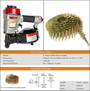Chinese Professional production  construction roofing coil nail gun other power tools air pneumatic  CRN45 coil nailer