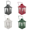 Christmas Decor Glass Candle Lantern candlestick Metal Mini Lanterns Colorful Glass Decorative Candle Lanterns