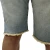 Classic fit knee length jean short men&#x27;s mid rise distressed denim shorts with raw hem