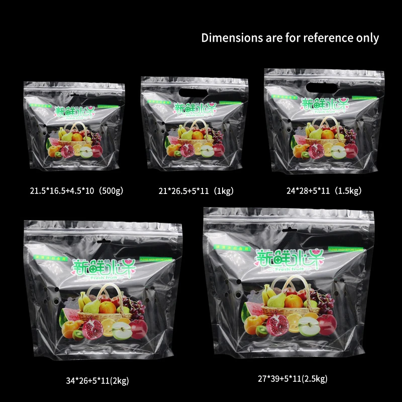 Clear  Food Packaging Plastic Bag with Vent Air Hole and Zipper for Fruits and Vegetables