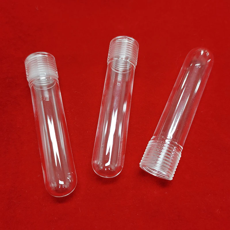 clear quartz glass test tube with round bottom