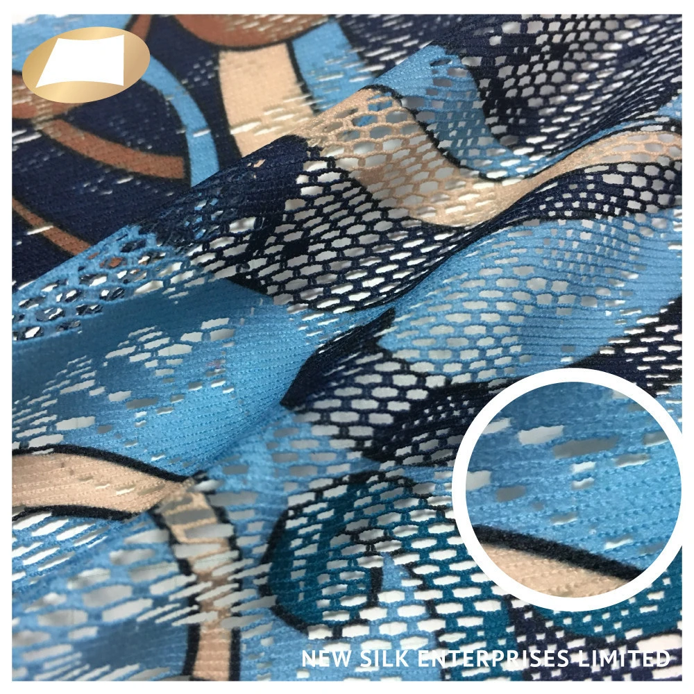 Colorful 100% polyester floral print mesh net fabric for dress