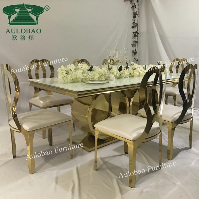 Commercial furniture  luxury dining room stainless steel wedding table