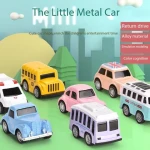 Coolplay Cute Mini Diecast Car Alloy Pull Back Vehicles Model Toy Metal Lovely Colorful Taxi Bus Toys Alloy Car For Kids Gift