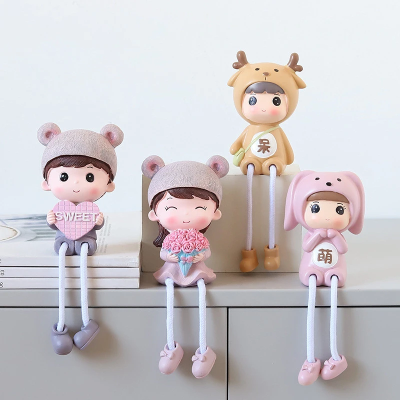 Creative decoration resin doll crafts  Cute TV cabinet partition hanging feet doll for home decor