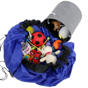 Creative Toy Storage Bag and Play Mat for Kids Side Away Toy Storage Basket Drawstring Portable Toy Storage Organizer