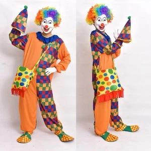 Custom adult Halloween Carnival Cosplay checker professional circus clown clothes party costume