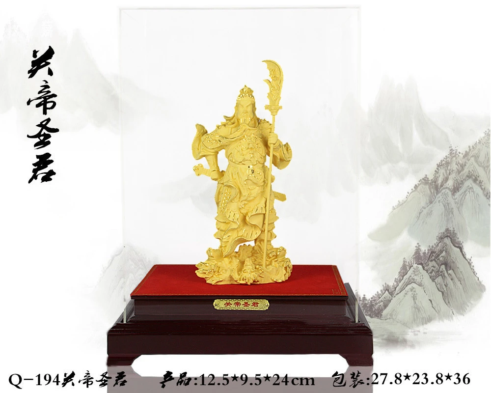 Custom advanced gift chinese gods Guan Yu metal craft Statue with 24k 99.9% pure gold plating golden home decor