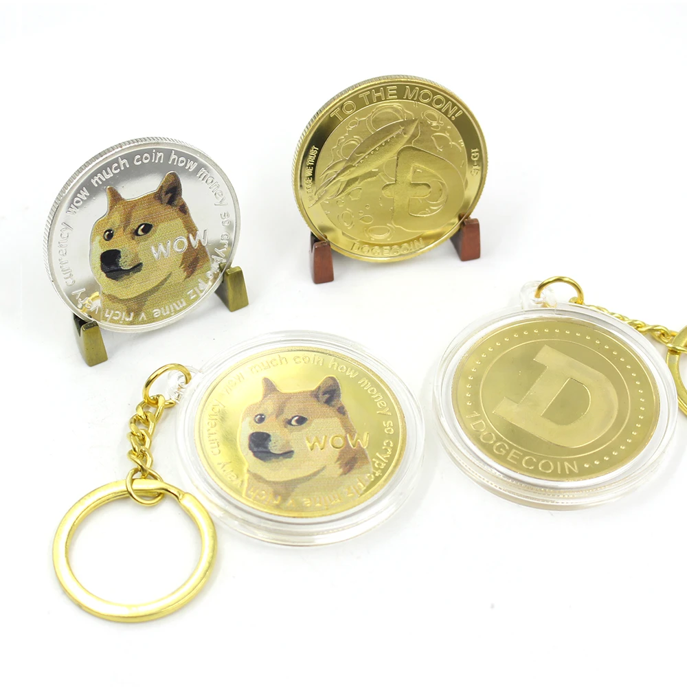 Custom Art Collection Souvenir Holder  Copper Silver Gold Plated Engraved Commemorative Dogecoin Coin
