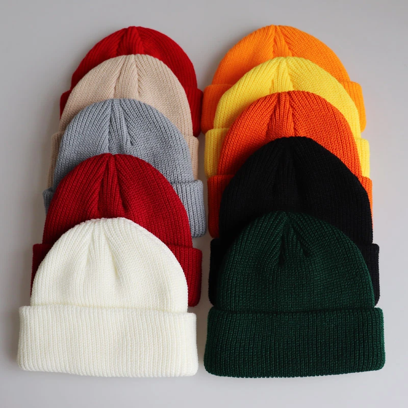 custom beanie hat solid color plain cuffed sports cap fisherman beanie