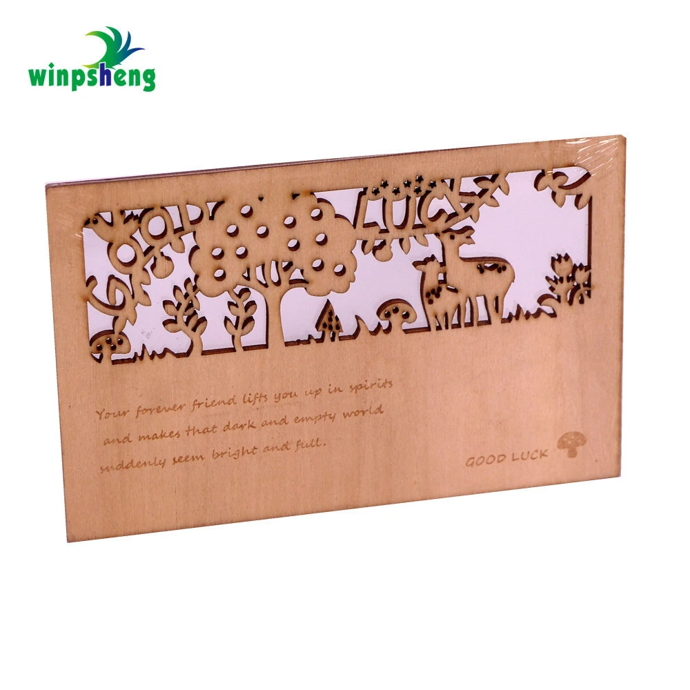 Custom Laser Cut Wooden Wedding Greeting Cards With Engrave