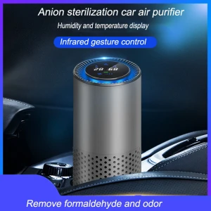 Custom logo portable anion sterilization screen digital display car vehicle air purifier