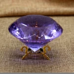 Customize Logo 3D  Crystal K9 Glass Crafts Wedding Decoration Paperweight Diamond trophy Purple