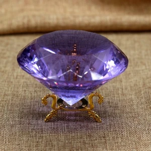 Customize Logo 3D  Crystal K9 Glass Crafts Wedding Decoration Paperweight Diamond trophy Purple