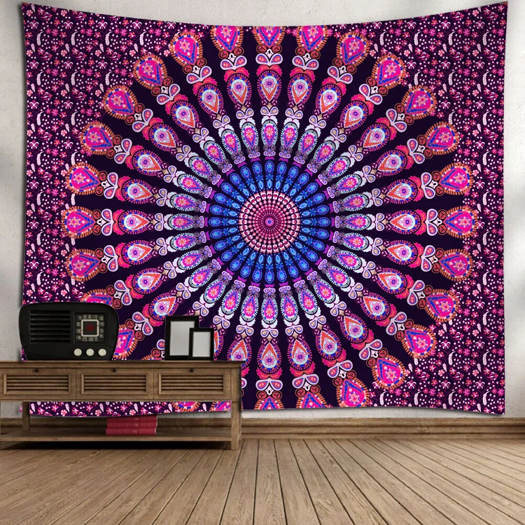 Customized Print 100% Polyester Fabric 3D Digital Printed Indian Mandala Wall Hanging Tapestry