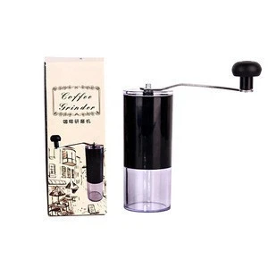 cylinder plastic container hand manual coffee bean ceramic adjustable grinder